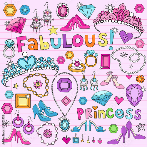 Vector: Princess Notebook Doodles Vector Illustration Princess Notebook Doodles Vector Illustration