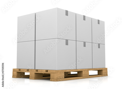 Illustration: pallet and carton box pallet and carton box