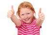 Portrait of a red haired girl with thumbs up