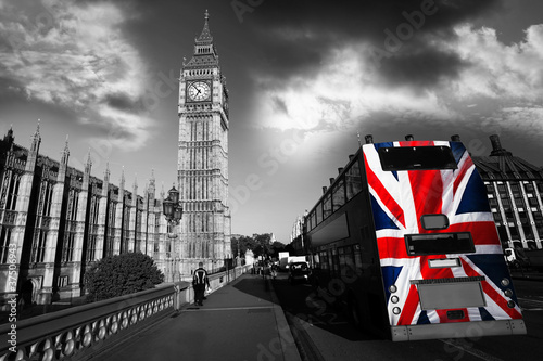 Fototapeta Big Ben with city bus in London, UK