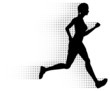 Vector: Vector Running Woman Silhouette & Halftone Trail. No Gradients. Vector Running Woman Silhouette & Halftone Trail. No Gradients.