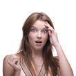 Closeup portrait of woman with clear makeup