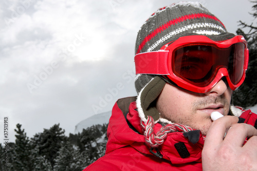 Photo: Closeup of a man in ski goggles Closeup of a man in ski goggles