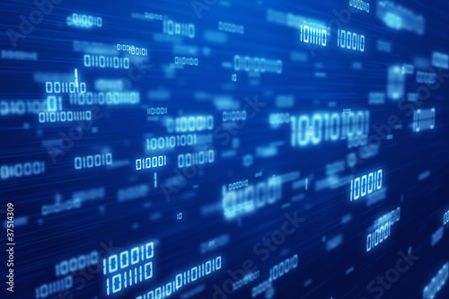 Illustration: Binary strokes blue background. Binary strokes blue background.