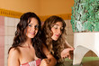 Two young women doing wellness with herb fragrance