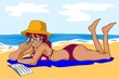 Illustration: junges Mädchen am Strand junges Mädchen am Strand