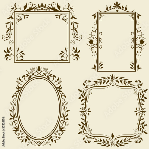 Vector: Set of vintage frames with floral ornament Set of vintage frames with floral ornament