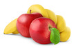 Bananas and apples isolated on white