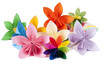 colorful flowers for kusudama on white background colorful flowers for kusudama on white background