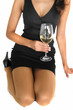 Beautiful female woman / model drinking wine