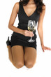 Beautiful female woman / model drinking wine