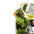 glass of wine and  grape