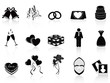 black wedding icons set