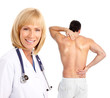 Young man with a back pain.