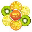 Vektor: Slice of orange, kiwi, and lemon Slice of orange, kiwi, and lemon