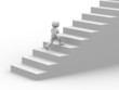 3d person character running up on stairs