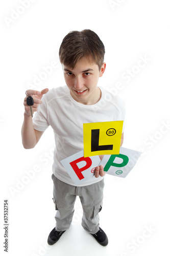 Photo: Teenager with learner driver licence plates Teenager with learner driver licence plates