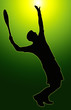 Green Glow Sport Silhouette - Tennis Player Serving