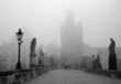 Prague - Charles bridge in the morning fog Prague - Charles bridge in the morning fog