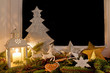 Christmas decorations on a window sill