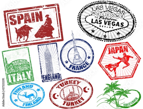 Vector: Set of stylized grunge travel stamps, vector illustration Set of stylized grunge travel stamps, vector illustration