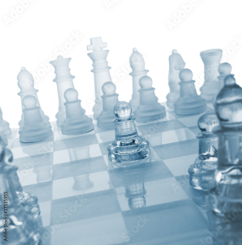 Photo: Glass chess. The first move. Glass chess. The first move.