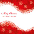 Red Christmas card with snowflakes, vector illustration