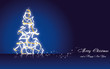 Christmas greetings card with fir tree made from ribbons
