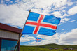 Iceland flag waves in the sky Iceland flag waves in the sky