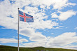 Iceland flag waves in the sky Iceland flag waves in the sky