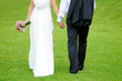 Young wedding couple on the meadow Young wedding couple on the meadow
