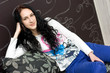 Young caucasian woman on the sofa Young caucasian woman on the sofa