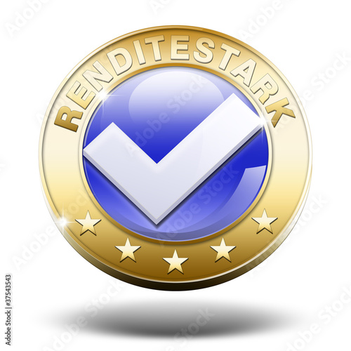 Illustration: renditestark rendite vermögen geldanlage button gold 3d renditestark rendite vermögen geldanlage button gold 3d
