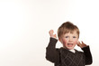 Photo: happy cute little boy throwing arms in air happy cute little boy throwing arms in air