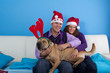 happy couple celebrating christmas