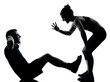 Photo: one couple man woman exercising workout fitness one couple man woman exercising workout fitness