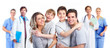 Medical doctor and happy family patient.