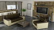 modern home interior 3d rendering.