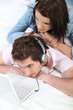 Couple listening to music