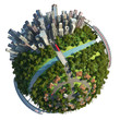 Foto: Suburbs and city globe concept Suburbs and city globe concept