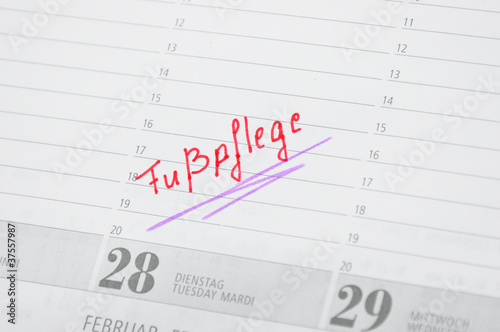Photo: Fußpflege Termin im Kalender notiert Fußpflege Termin im Kalender notiert
