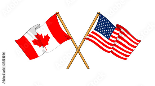 Illustration: America and Canada alliance and friendship America and Canada alliance and friendship