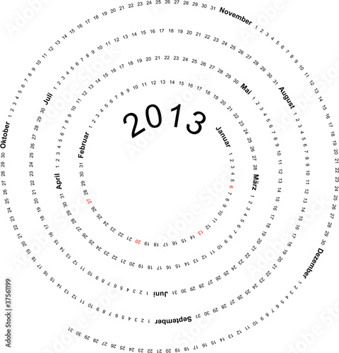 Vector: Kalender 2013, Spirale Kalender 2013, Spirale