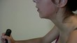 Young Woman Brunette on the Exercise Bike
