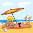 Illustration: blondes Girl beim Sonnenbad blondes Girl beim Sonnenbad