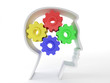 Human intelligence and brain function represented by gears in th