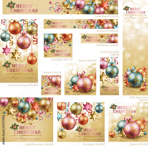 Vector: Collection of Christmas vintage banners Collection of Christmas vintage banners