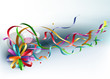 Stylish colorful background with rainbow bow and ribbons. Stylish colorful background with rainbow bow and ribbons.