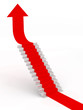 Illustration: Stairs leading up with arrow. 3D image Stairs leading up with arrow. 3D image