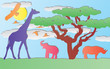 vector paper animals in africa